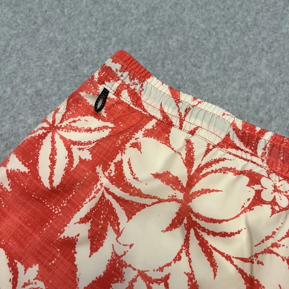 Quicksilver Swim Trucks Men Large Red AOP Geometric Floral Drawstring Surf Beach